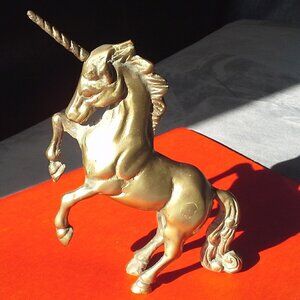 Vintage Solid Brass Unicorn Statuette Figurine 20 cm / 8" tall